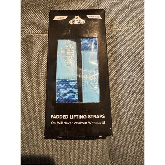 Bear Grips padded lifting straps blue camouflage new in box - Picture 2 of 3